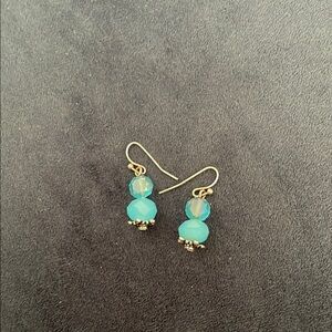 Elegant Gold and Blue Beaded Earrings